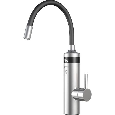 Robinet d'eau chaude électrique TON, bec flexible, 230 V, 3 kW, noir/acier inoxydable (1/4)