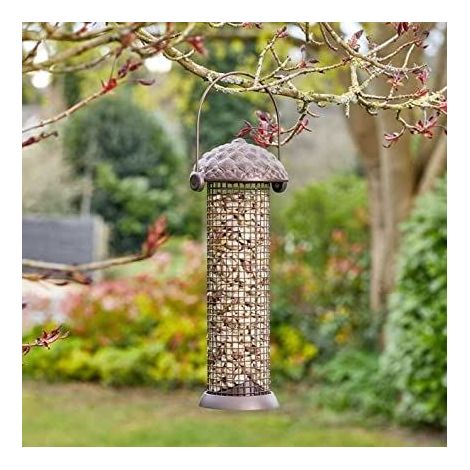 26cm Acorn Bird Feeder Hanging Caged Bird Feeder Garden Outdoor Wild Bird Feeding Station Suitable for Bird Seeds, Peanuts, Suet Balls Guard Feeder Feeding Station (Peanut Feeder) (1/5)