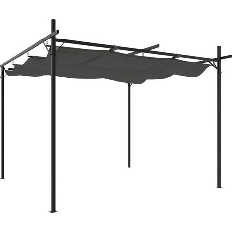Pergola à toit rétractable, gris anthracite, 295 x 292 x 230 cm (1/5)