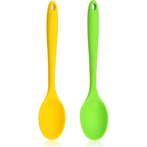 Cuillères en silicone, cuillères à badigeonner en silicone résistant à la chaleur, cuillère de service antiadhésive pour mélanger et beurrer (1/5)