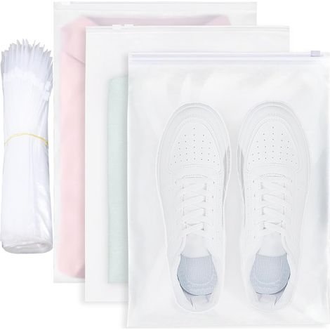 50 Pieces Large Zip Storage Bag, 40 x 30 cm Zip Storage Bag, Reusable Plastic Travel Bag with Ventilation Holes for Makeup, Towels (1/5)