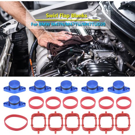 Jeu de 6 bouchons d'obturation 22mm pour papillon d'admission diesel BMW, kit de réparation avec joints de collecteur, bleu. (1/5)