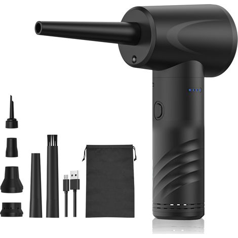 Souffleur d'air électrique sans fil haute puissance pour le nettoyage des claviers d'ordinateur, avec 3 vitesses, rechargeable et fourni avec 6 embouts pour une utilisation à domicile ou au bureau (Ve (1/2)