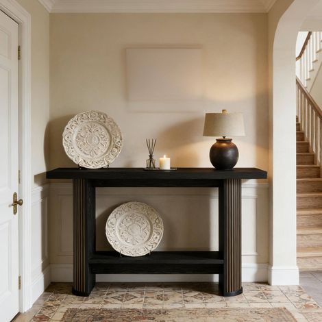 Table console design 153 cm bois noir HAVRYA (1/5)