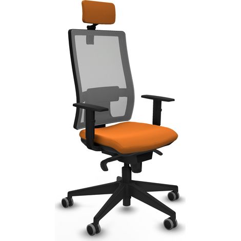 Horna sincro malla gris similpiel naranja brazos 1D base piramidal cabecero 2D ruedas 65mm engomadas (1/5)