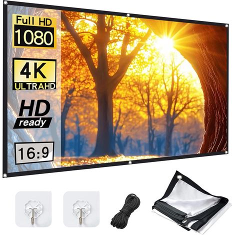 Écran de projection 100" 16:9 HD pour projecteur, portable, pliable, pour extérieur, plus épaisse et infroissable, pour bureau, école, home cinéma, réunion, camping (1/5)
