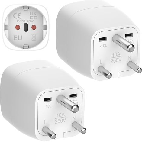 2 Pièces Adaptateur France vers Inde, Europe vers Inde Adaptateur de Voyage, EU vers Prise de Type D, pour Inde, Népal, Niger, Liban, Ghana, Myanmar, Congo Adaptateur Voyage (1/5)