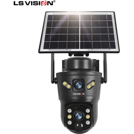 Caméra de surveillance solaire WiFi extérieure LS VISION V380 Pro, caméra sans fil avec panneau solaire 5,5 W, batterie 6000 mAh, vision nocturne infrarouge 25 m, audio bidirectionnel, alarme intellig (1/4)