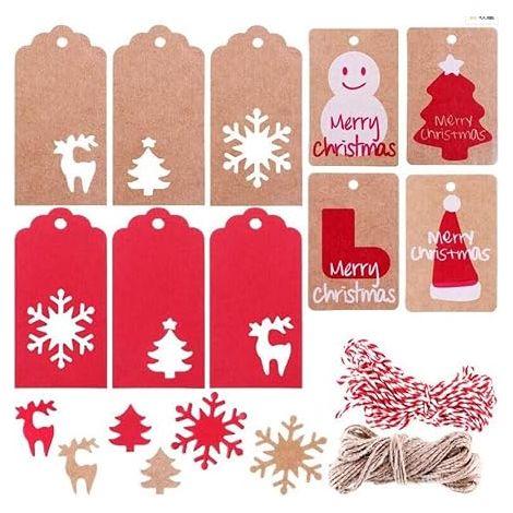 200 pezzi di etichette regalo in carta kraft per albero di Natale (1/5)