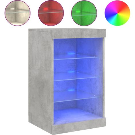 Buffet,Bahut,Meuble de Rangement avec lumières LED gris béton 41x37x67 cm CFW30359 (1/5)