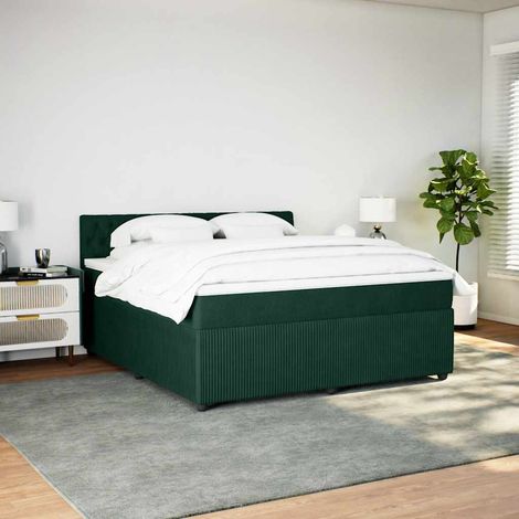 Boxspringbett mit Matratze Dunkelgrün 180x200 cm Samt
