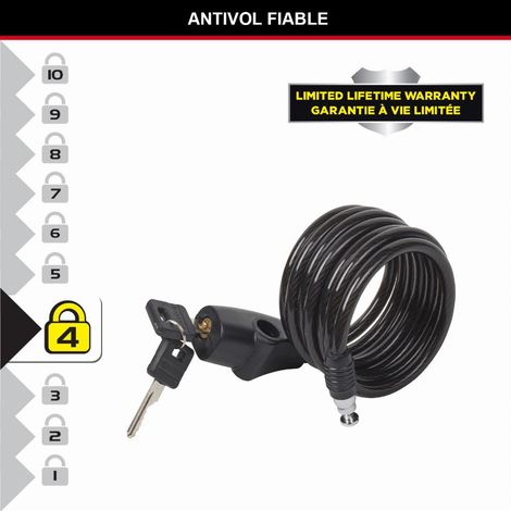 MASTER LOCK Candado Bicicleta - 1,8 m Cable - Llave - Exterior - 8126EURDPRO - Ideal para Bicicleta, Monopatín, Paseante, Cortacésped y Otro Equipo