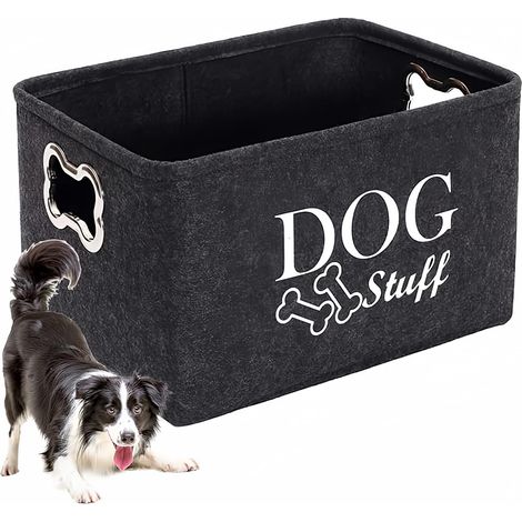 Panier de rangement pour jouets pour chien, boîte de rangement avec poignée en métal