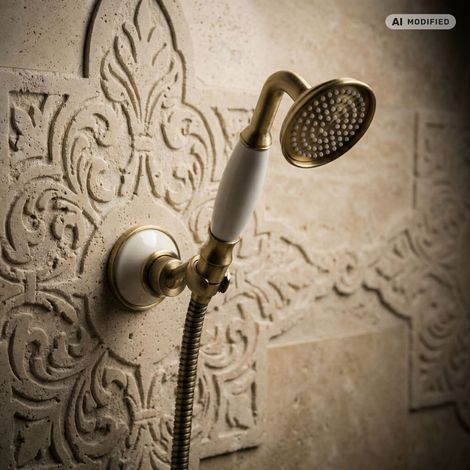 PaulGurkes Ensemble de Douche Douchette Laiton Bronze Rétro Nostalgie Céramique (1/5)