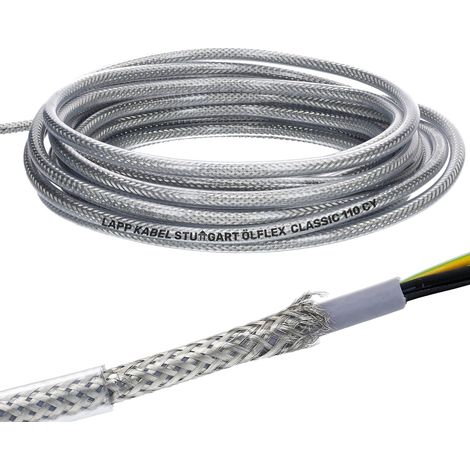 10 Meter Lapp 1135204 Ölflex Classic 110 CY geschirmte Steuerleitung 4x1 mm² mit grün-gelbem Schutzleiter I geschirmtes Kabel 4 adrig I Steuerkabel 4 adrig mit Schirm I Außenmantel transparent