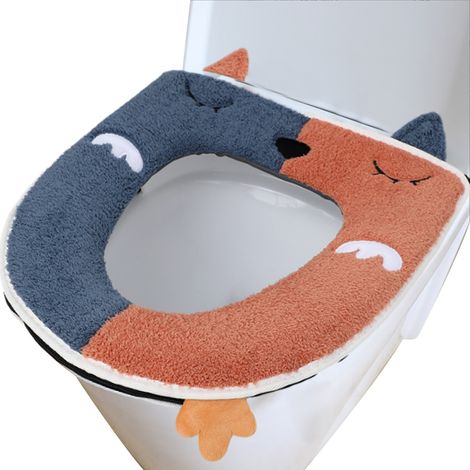 1 housse de siège de toilette, en coton, lavable et réutilisable, compatible universelle, pour confort hivernal (1/5)