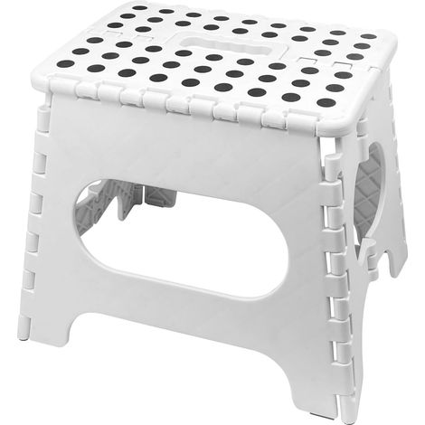 27cm Tabouret Pliant, Marche Pied Pliable, Escabeau Pliable, Petit Marchepied Pliable Plastique Noir, Tabouret avec Points Antidérapants pour Cuisine, Salle de Bain, Chambre, Jardin