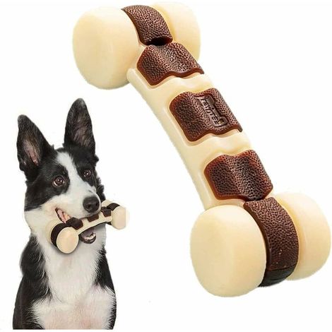 Unzerstörbares Hundespielzeug, Kauknochen mit Rindfleischgeschmack, Zahnreinigungs-Trainingsspielzeug für aggressive mittelgroße Hunde 7-15 kg (M) FLITI (1/4)