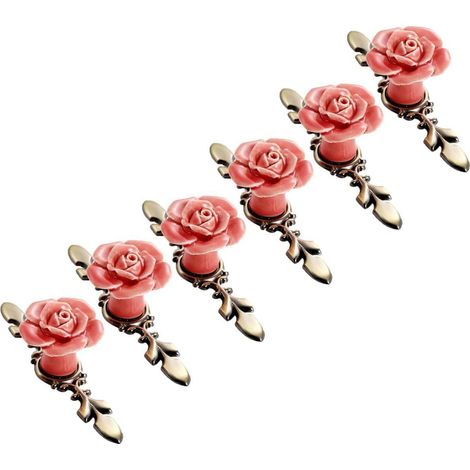 Set mit 6 Keramik-Schrankknöpfen mit bronzefarbener Rückplatte im Vintage-Stil für Küchenschubladen, Kommoden und Schränke