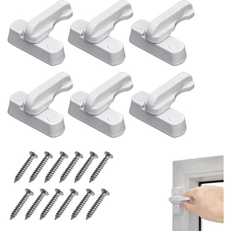 6 serrures de porte en plastique - serrures de porte blanches - pour les portes et fenêtres, installation rapide et facile pour tous (1/5)