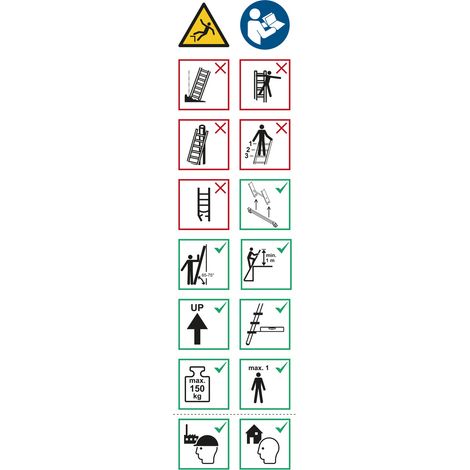 Layher Piktogrammetiketten für Anlegeleitern 1035, 1037, 1042, 1054, 1060, 1032 10er-Pack (1/2)