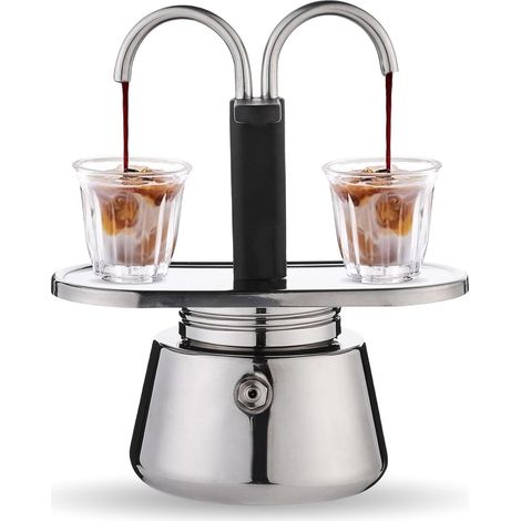 2 Cups 100ml Mocha Coffee Maker Espresso Machine Double Head Stainless Steel Camping Coffee Maker Italian Mocha Maker DIY (1/5)