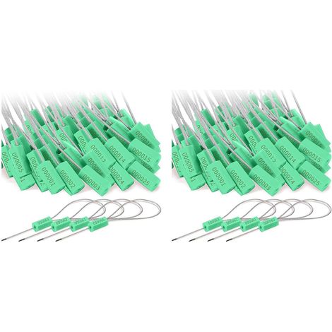 240 Scellés de Câble en Acier, Sceaux de Sécurité en Métal Numérotés pour Remorque de Camion en Métal, Étiquettes de Sécurité, Étiquettes Inviolables, Vert (1/5)