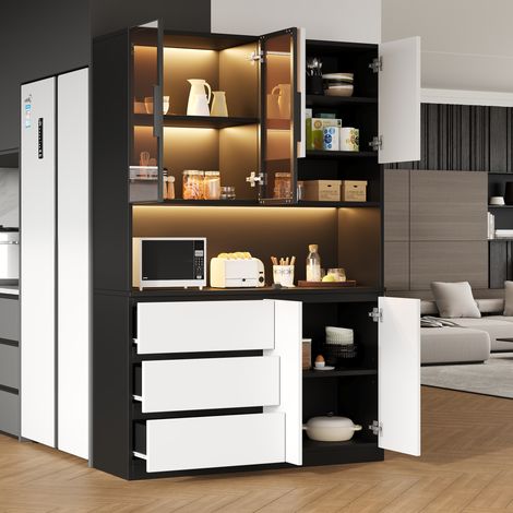 Buffet de cuisine 120,5 cm LED 3 tiroirs 6 portes HAVRYA (1/5)