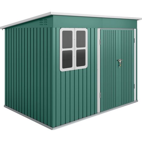 Cobertizo metálico para jardín de acero galvanizado con ventana 260 x 177 x 190 cm verde (1/5)