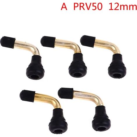 (A) 5 tiges de valve tubeless pour moto, coudées à 90°, avec outil d'insertion de l'obus, compatibles avec les valves de moto et scooter (avec capuchon). (1/5)