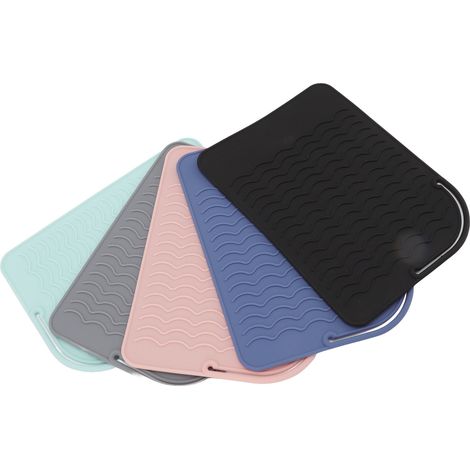 5 tapis en silicone résistants à la chaleur dans un étui pour fers à friser, lisseurs et fers à lisser (1/5)