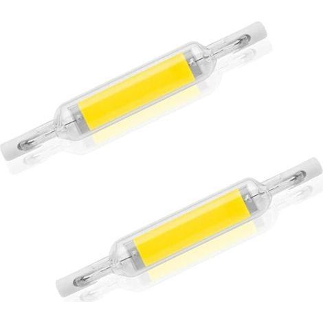 Lot de 2 ampoules LED R7S 10 W 78 mm à intensité variable blanc froid 6000-6500 K 100 W halogène J78 de remplacement, tube de base R7S à double extrémité, angle de faisceau 360, économie d'énergie. (1/5)