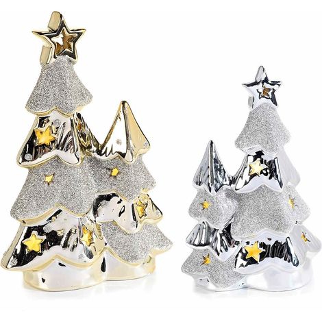 Alberi di Natale da Tavolo in Porcellana con Glitter Set da 2 Pezzi (1/5)