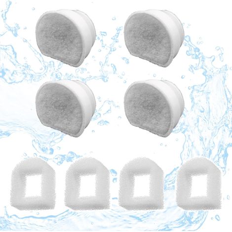 Paquete de 12 filtros de repuesto para fuente de agua para mascotas, 6 filtros de carbón y 6 prefiltros de espuma de repuesto, compatibles con varios dispensadores de agua para mascotas, cuencos de ag (1/5)