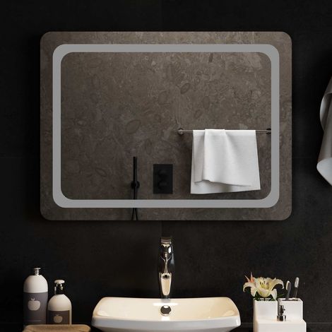 Teenpull – LED-Badezimmerspiegel Transparent 80 x 60 cm Gehärtetes Glas (1/5)