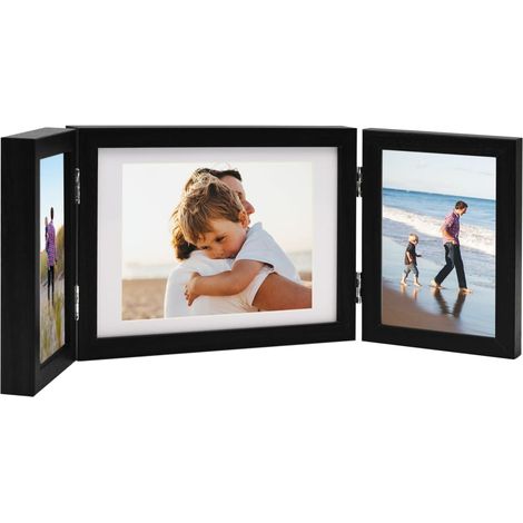 Trifold Photo Frame Collage Black 22x15 cm+2x vidaXL