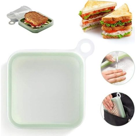 Boîte à Sandwich en Silicone pour enfants, boîte à déjeuner Portable, conteneur alimentaire au micro-ondes, boîte à [789E01C] (1/4)