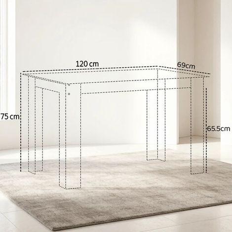 Table à manger en beige et panneau de particules beige 120 x 69 x 75 cm HOMAIRE (1/4)