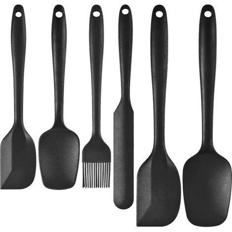 Küchenspatel aus Silikon, Pfannenwender, 6er-Set, antihaftbeschichtet, hitzebeständig, Zungenspatel, Silikon, Küchenutensilien, Backutensilien (1/5)