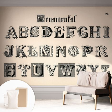 Papier peint intissé décoratif avec motifs pour salon et chambre a motif - Colle incluse gratuite Lettres décoratives 312x219 cm (1/5)