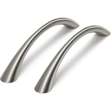 10 poignées de placard de cuisine argentées, entraxe de 128 mm, poignées de cuisine incurvées, poignées de placard modernes, poignées de tiroir, poignées de porte brossées (1/5)