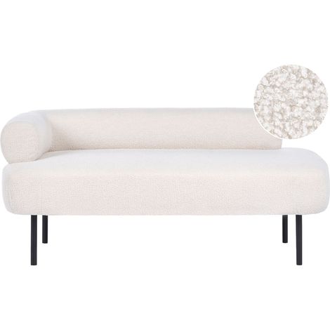 Chaise longue lato sinistro Rivestimento in tessuto poliestere Gambe in metallo Bianco Sporco Mirmande
