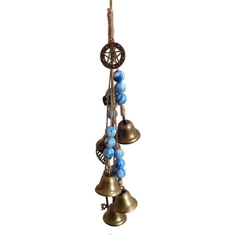 Poignée de porte avec clochette de protection, pendentif carillon éolien en rotin, carillon éolien en cristal de bénédiction, décoration pour la maison et la chambre H (1/5)