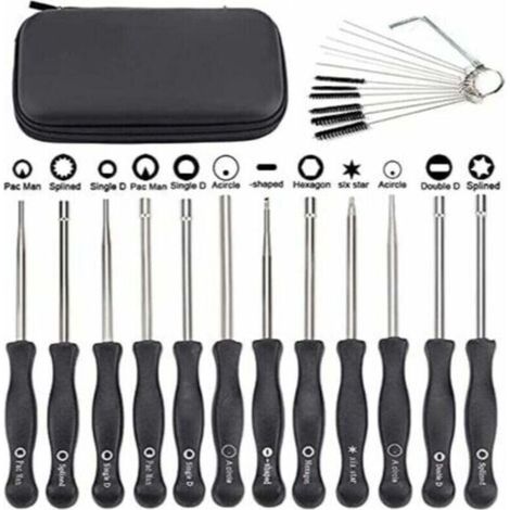 Juego de 12 destornilladores para ajuste de carburador - Compatible con motores pequeños Echo y STIHL, incluye cepillo y juego de herramientas de limpieza.