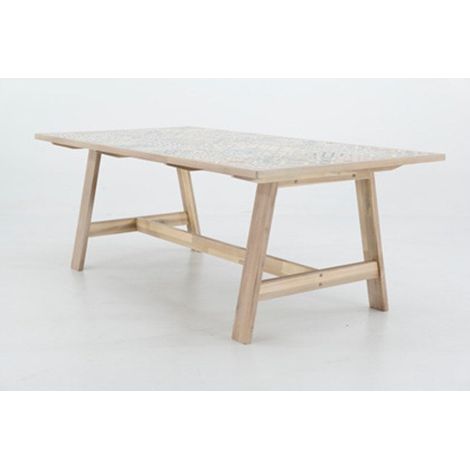 Centrale Brico – Table de repas rectangulaire gris 6 personnes – Bois massif acacia – Hauteur 75 cm – Pour extérieur – Style Heritage