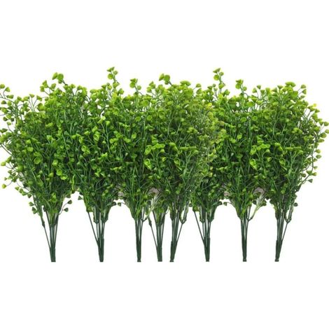 Künstliche Sträucher, künstliche grüne Pflanzen aus Kunststoff für Hochzeiten, drinnen und draußen, Zuhause, Garten, Veranda, Küche, Büro, Tischdekoration, Weihnachtsdekoration – 8-teiliges Pflanzen-S (1/4)