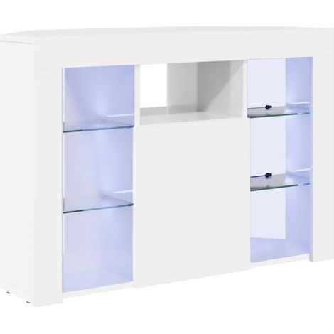 Meuble TV LED d'angle moderne avec rangement mural optimisé 100 x 40 x 68 cm en bois d'ingénierie blanc brillant (1/5)