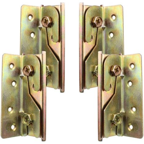 [NEVER USED] Set of 4 sturdy, rust-resistant bed rail mounting brackets without mortise locks and screws