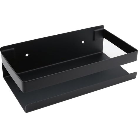 Étagère de douche anti-perforation de 20 cm, étagère de rangement murale en acier inoxydable, étagère de rangement de cuisine (noir) (1/3)