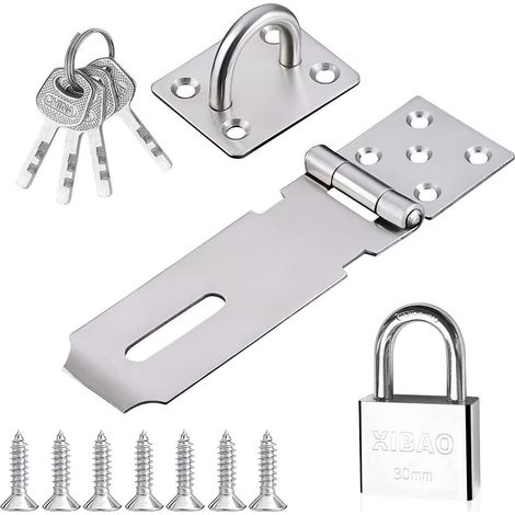 Vorhängeschloss Haspe Edelstahl 30mm mit 4 Schlüsseln, 2 Stück Schlossriegel Überfalle